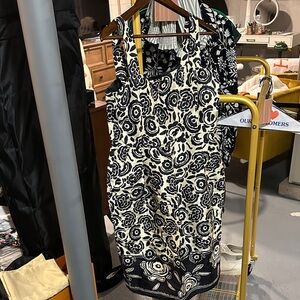 MaxMara Black and White Floral Midi Dress